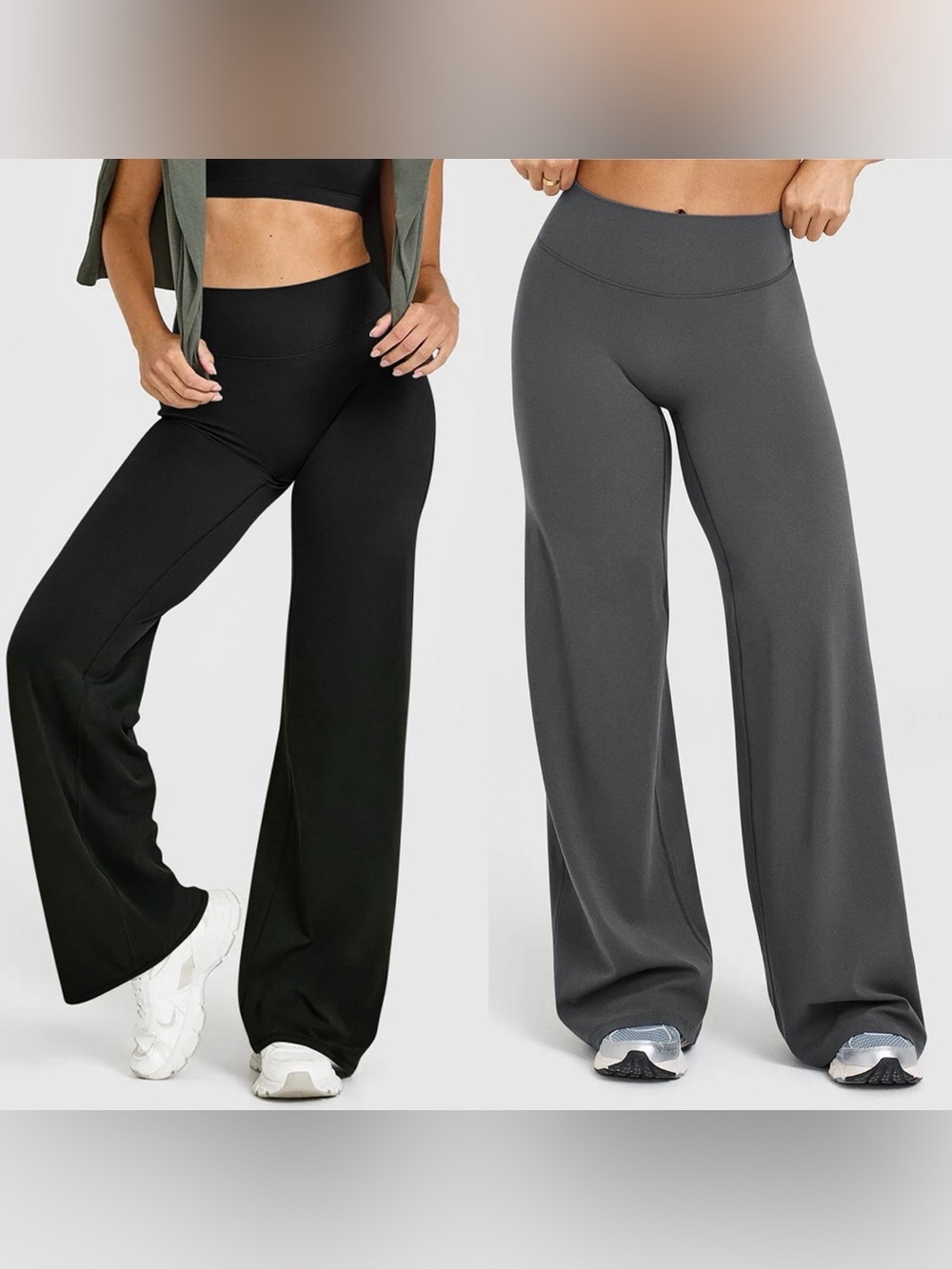 Everyday High-Waist Wide Leg Pants - Black & Charcoal